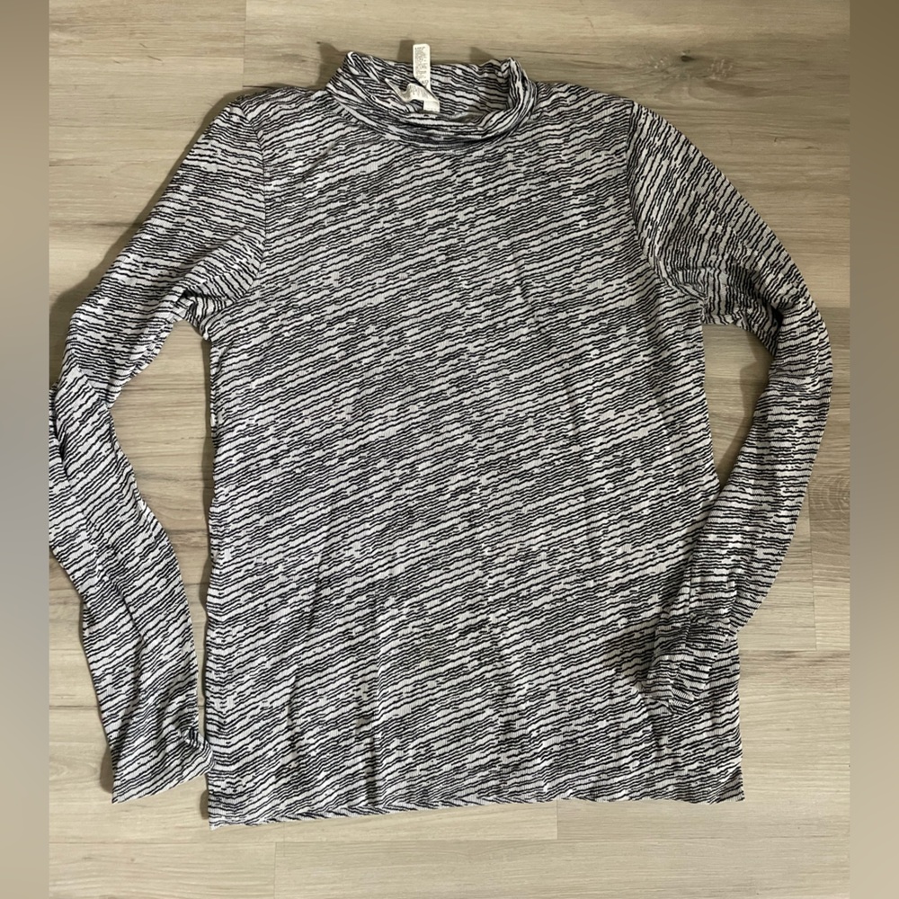Athleta Black and White Ribbed Fitted Turtleneck